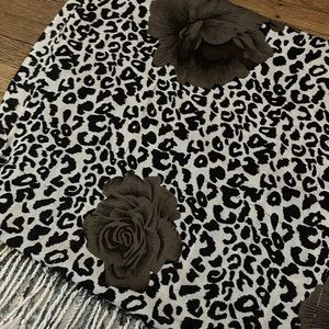 Leopard and rose print scarf